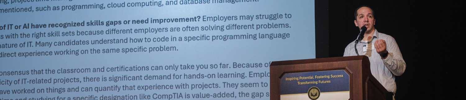 White male talking into microphone